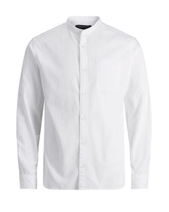 JACK & JONES Jprkevin Mao Shirt Camicia White Bianca Slim Fit 12123843