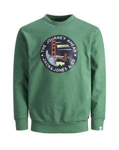 JACK&JONES Jorsouvenir Sweat Crew Neck Felpa Girocollo Fir Verde 12167977
