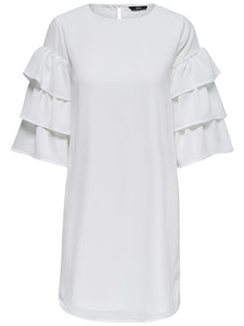 ONLY Onlcaroline 3/4 Layred Sleeve Dress Wvn Cloud Dancer Vestito Donna Bianco Con Maniche a Campana 15152964