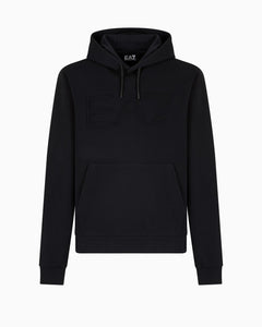 EA7 Felpa con Cappuccio Logo Series in Cotone Organico