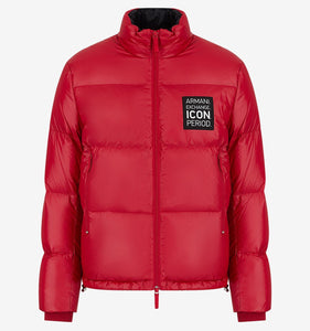ARMANI EXCHANGE Puff Jacket Piuma con Logo Icon Period Red