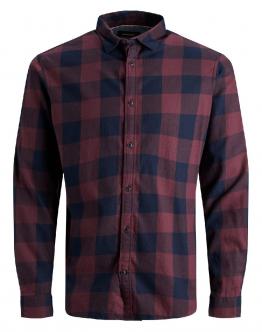 JACK&JONES Jjegingham Camicia Quadri Flanella - Bordeau